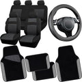 CAR PASS 3D Air Mesh Car Seat Covers Full Sets w/5mm Sponge, Steering Wheel by CARPASS