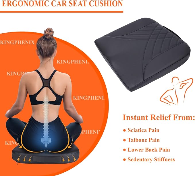 kingphenix Premium Car Seat Cushion, Memory Foam Driver Seat Cushion to Improve - Image 2