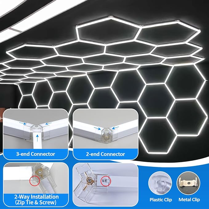 tewei LED Hexagon Garage Light, 25 Pack Super Bright Hex Ceiling LED Shop - Image 6