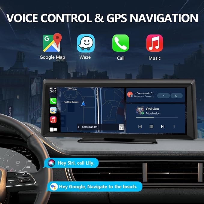 Wireless CarPlay Screen with 2K Dash Cam, 8.1" Portable Touchscreen Car Stereo - Image 4