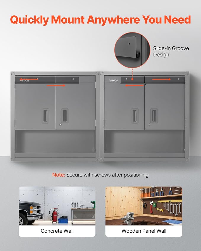 VEVOR Metal Wall Cabinet, 30W x 12.01D x 30H Inch, Steel Floating Hanging - Image 4