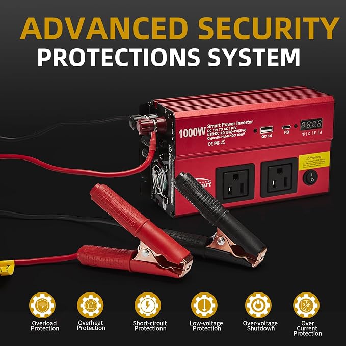 TWING Car 1000w Inverter, 12v DC to 110v Power Inverters - Image 6