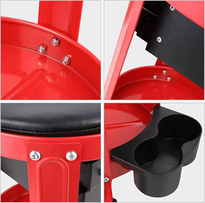 DNA Motoring TOOLS-00197 Round Mechanics Roller Seat Creeper Stool - Image 4