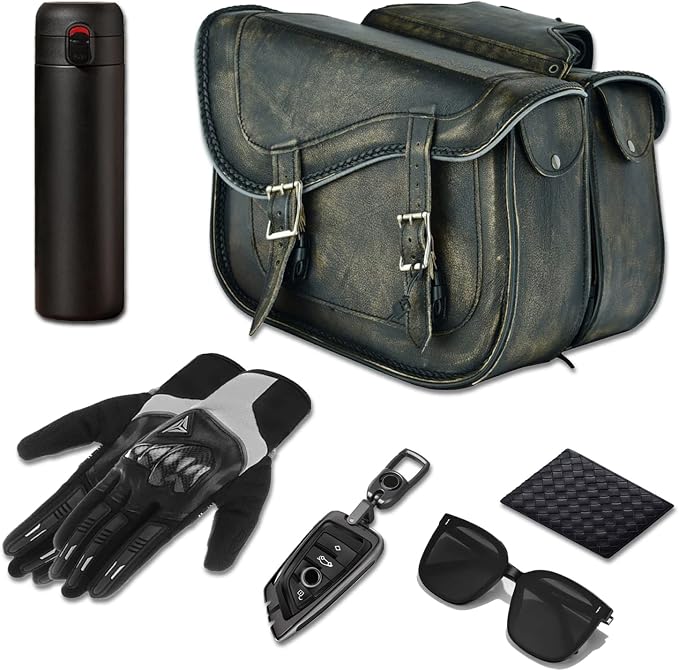 GARGOYLE BELLS Motorcycle Saddle Bags Genuine Leather Motorcycle Luggage Bag - Image 4