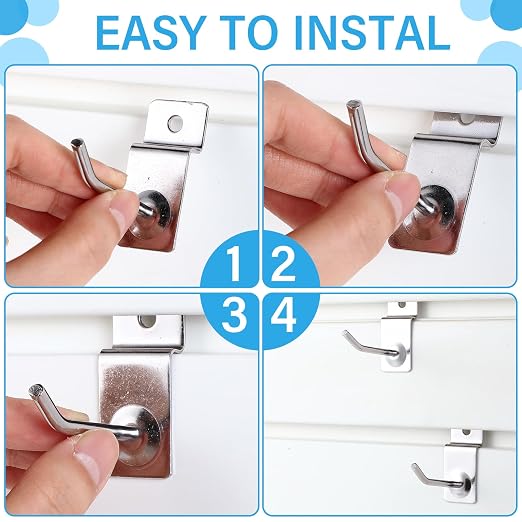 Moxweyeni 100 Pcs Heavy Duty Slatwall Panel Hooks Hanging Metal Slat Wall - Image 4