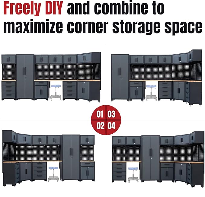 15-Piece Corner Garage Storage Cabinet System - Image 4