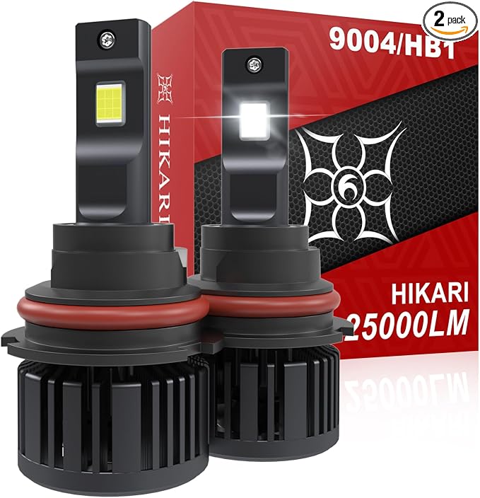 Hikari 2025 25000LM 9004 HB1 Dual Beam LED Bulbs, Fog Light, 45W Upgraded Core by HIKARI