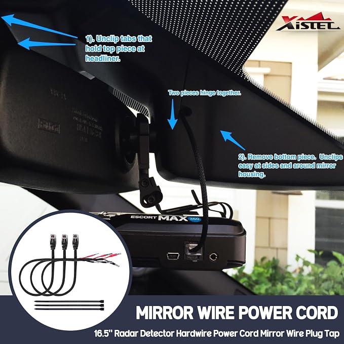 Xislet 16.5" Radar Detector Hardwire Power Cord Mirror Wire Plug Tap Compatible - Image 7