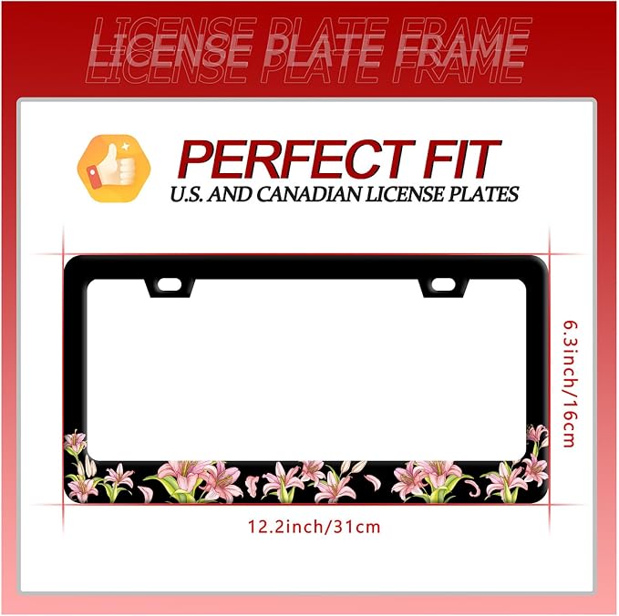 Pink Lily License Plate Frame Beautiful Floral Flower License Plate Stainless - Image 7