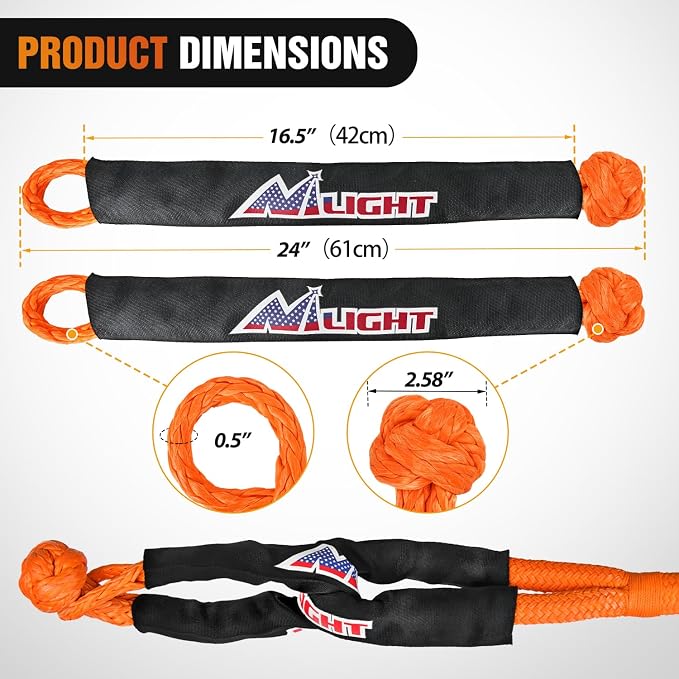 Nilight Kinetic Recovery Tow Rope Kit - Image 2