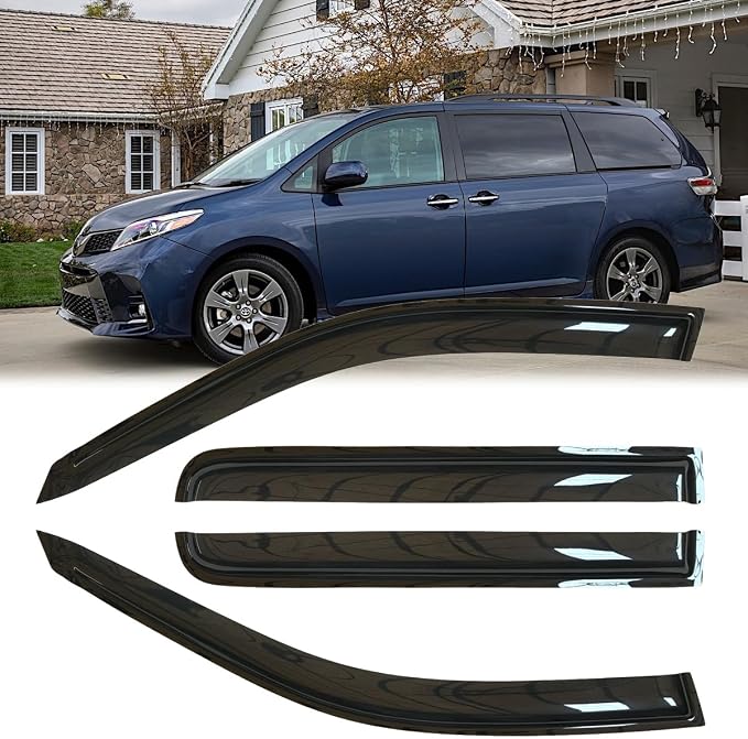 4pcs Outside Mount Style Window Rain Guards Durable Side Wind Deflectors Dark by Deebior