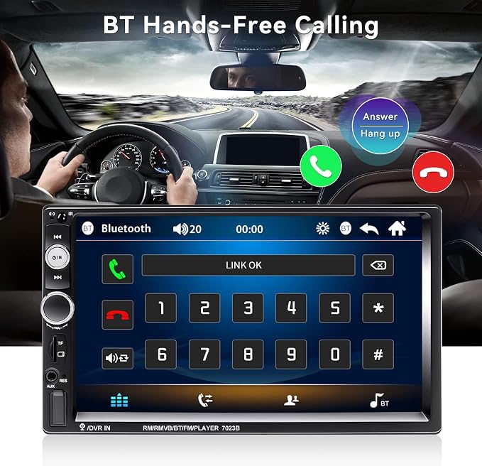 CAMECHO 7" Double Din Car Stereo Audio Bluetooth MP5 Player USB FM Multimedia - Image 2