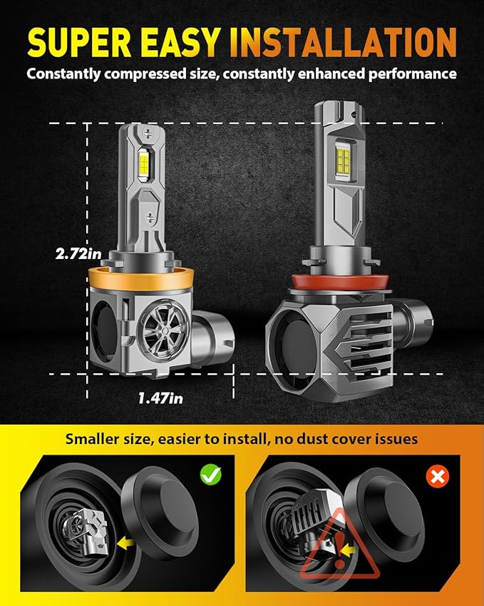 Upgraded H11/H9 Light Bulbs, 60000LM 1000% Super Brightness, 70000+ Hours - Image 5