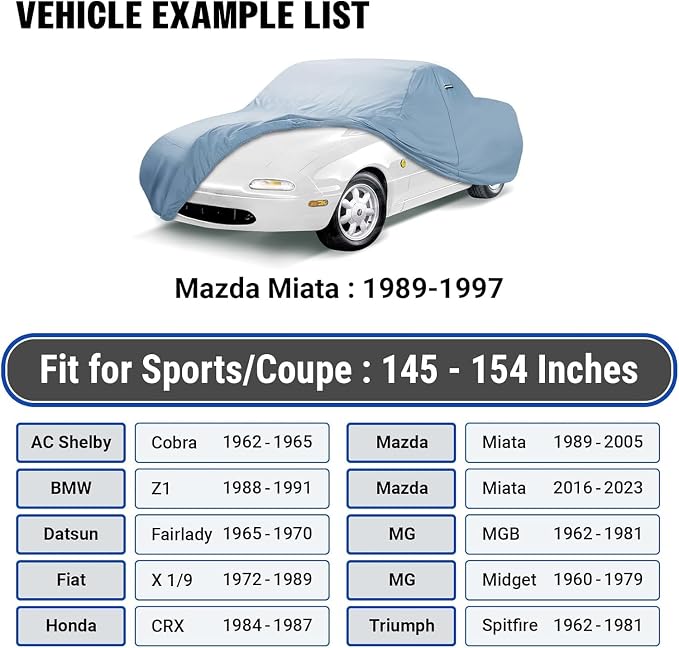 iCarCover 18-Layer Car Cover Waterproof All Weather, UV Protection, Miata MX-5 - Image 4