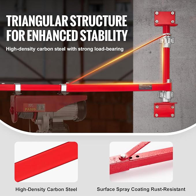 VEVOR Wall Mount Jib Crane, 1320 lbs Max Load Capacity Electric Scaffolding Lift - Image 3