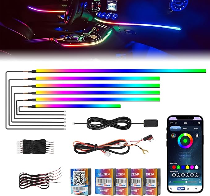 2025 Upgraded Acrylic Interior Car LED Strip Light by AMKI