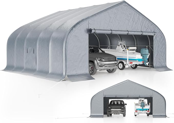 AMERLIFE 22.5 x 20FT Heavy Duty Double Carport, Galvanized Steel Frame Garage by AMERLIFE
