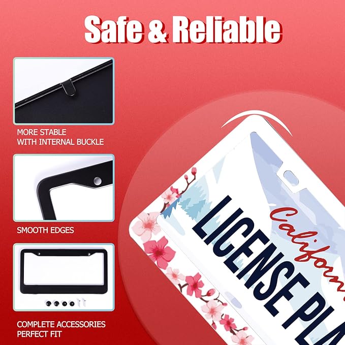 Personalise Beautiful Cherry Blossom License Plate Frame Floral Flowers License - Image 2