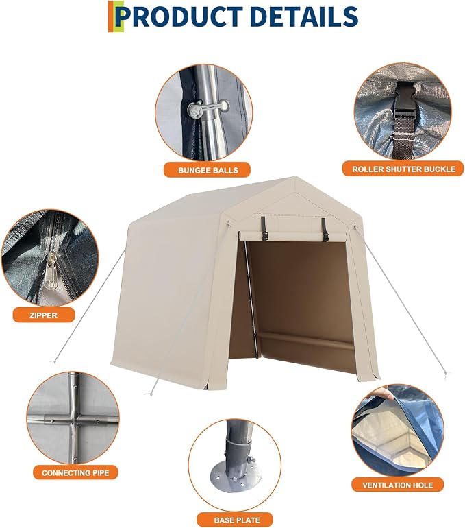 6x8 Ft Carport Heavy Duty Tent - Image 8