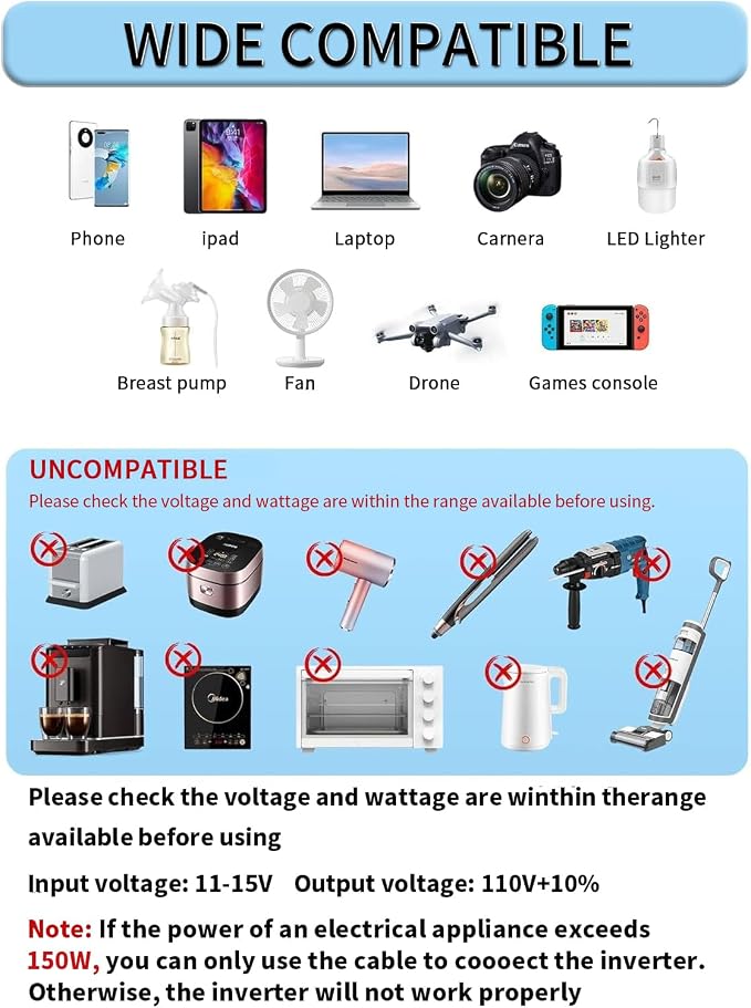 1000W Power Inverter 12V DC to 110V AC Car Plug Adapter Outlet Converter - Image 5