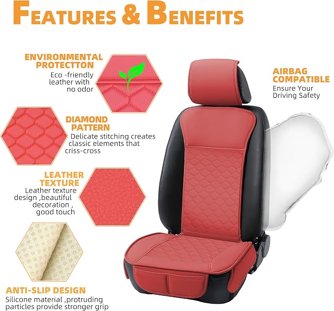 Elantrip Car Seat Cover Full Set Leather Car Seat Protector Universal fit - Image 3