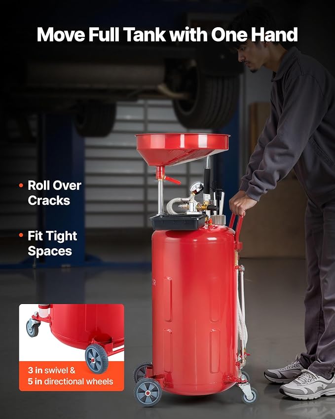 VEVOR 21 Gallon Waste Oil Drain Tank, Air Operated Portable Oil Drainer - Image 4
