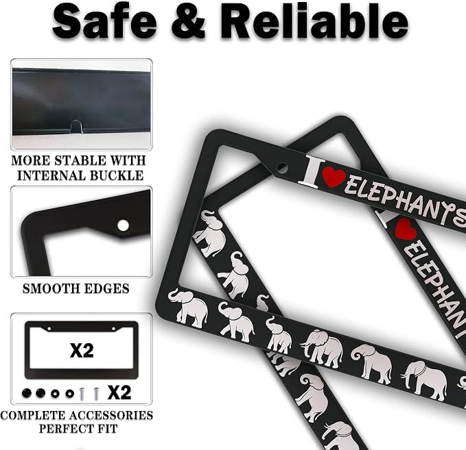 License Plate Frames Black and White Fun License Plate Frame Cover I Love - Image 4