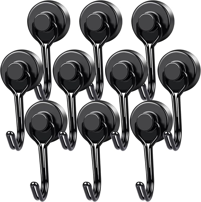 MIKEDE Magnetic Hooks, 40Lbs Heavy Duty Neodymium Magnet Hooks Black Magnetic by MIKEDE
