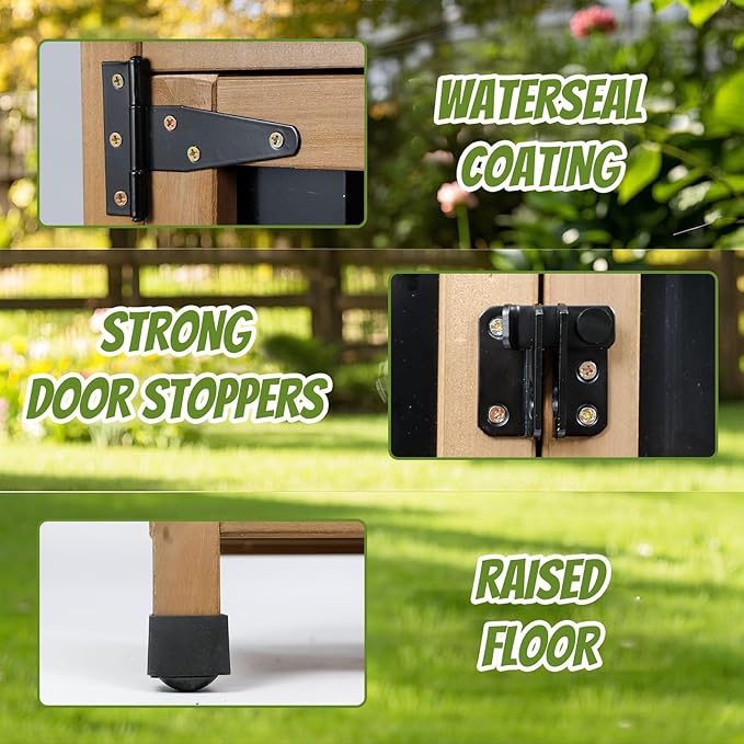 Outdoor Storage Cabinet, Small Wood & Metal Storage Shed - Image 3