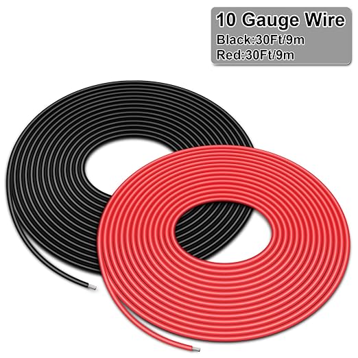 10 Gauge Wire - iGreely 30 FT Red & 30 FT Black 10 Gauge Tinned Copper - Image 4