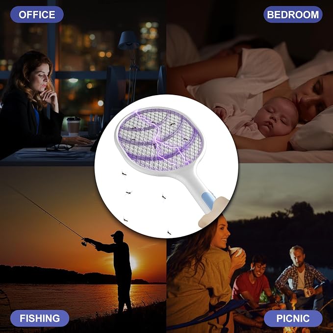 Bug Zapper 2 Pack, VANELC Electric Fly Swatter Racket Fly Zapper, 3000 Volt USB - Image 8