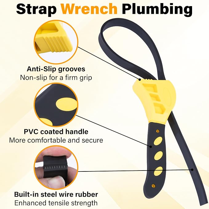 2 PCS Strap Wrench Plumbing, Rubber Strap Wrench, 24 Inch & 19.7 Inch Oil - Image 4