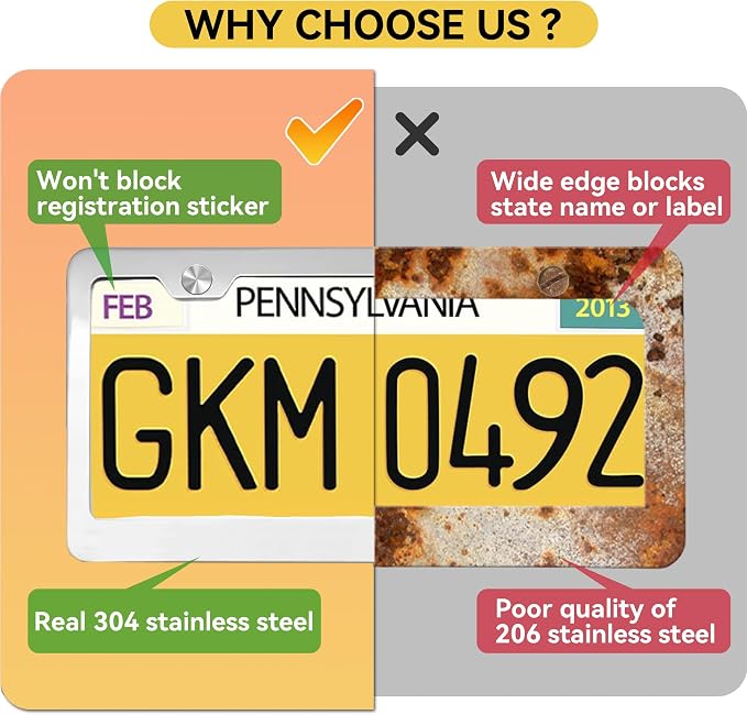 Mirror Polished Heavy Duty Stainless Steel License Plate Frame - Image 4