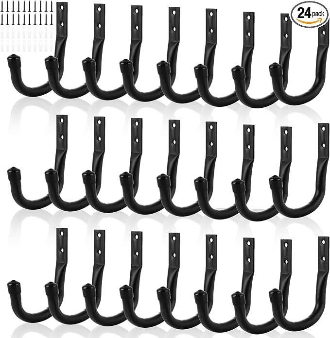 24 Pack Heavy Duty Garage Storage Utility Hooks 3.35" Kayak Wall Hangers Ladder by FWEEK