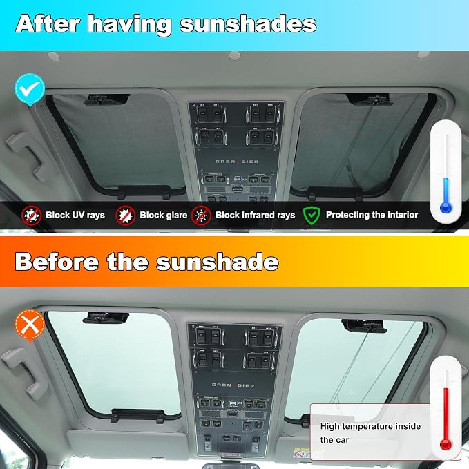 Compatible with INEOS Grenadier 2020-2024 Car Sunroof Sun Shade, Foldable - Image 2