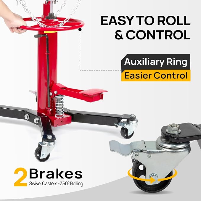 TUFFIOM Transmission Jack, 1100 lbs 1/2Ton Hydraulic 2-Stage High Lift Vertical - Image 3
