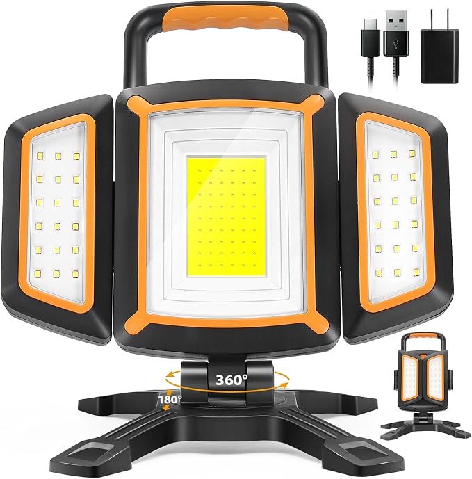 30W Rechargeable Work Light, 3000 Lumen Magnetic Work Light Battery Powered by Tresda