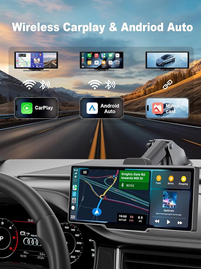 Apple Carplay Screen for Car, 10.26’’ Wireless CarPlay & Android Auto Screen - Image 2