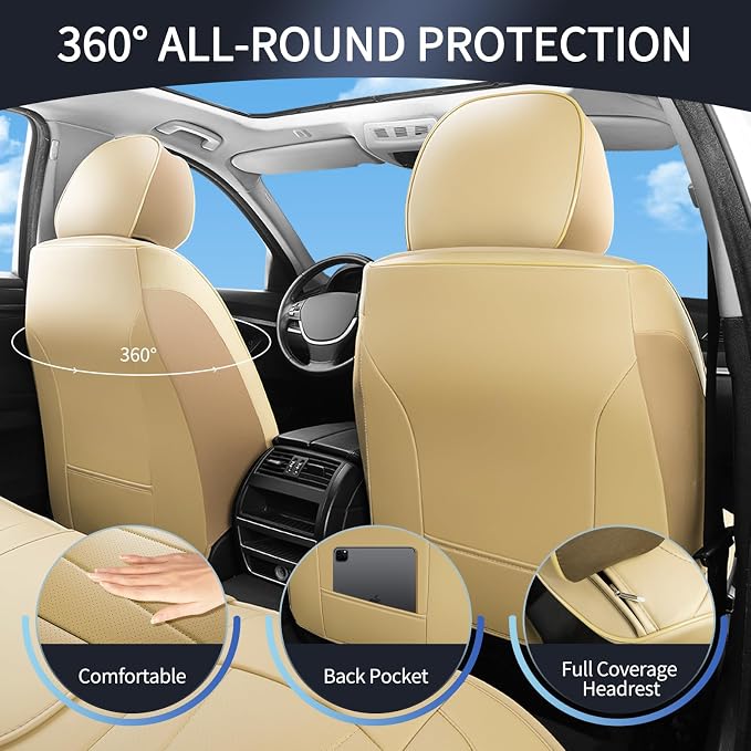Car Seat Covers Full Set, Breathable and Waterproof Faux Leather Automotive - Image 5