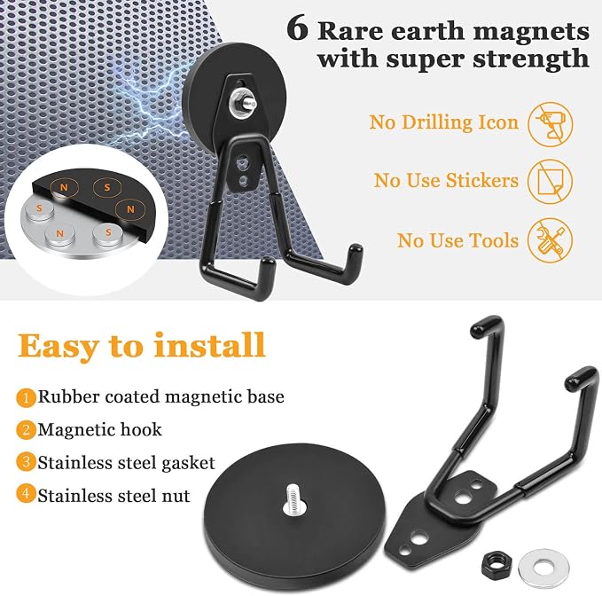 Strong Magnetic Hooks Heavy Duty, 2.59" Garage Magnet Hooks - Image 4