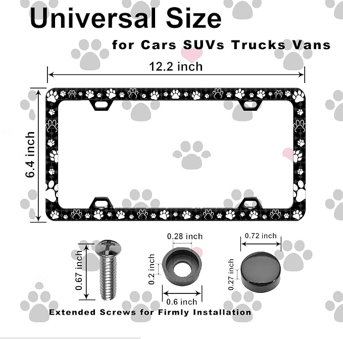 License Plate Frames Paw Prints License Plate Holder Bear Paw Auto Accessory - Image 4