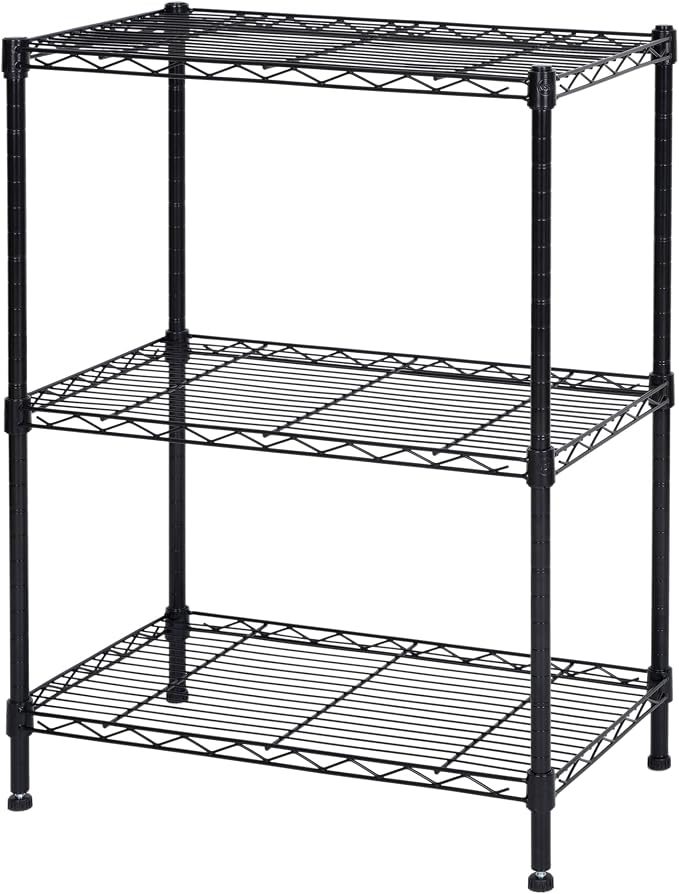 Homeiju 3-Shelf Storage Rack, Adjustable Height Metal Shelving Unit, Heavy Duty by Homeiju