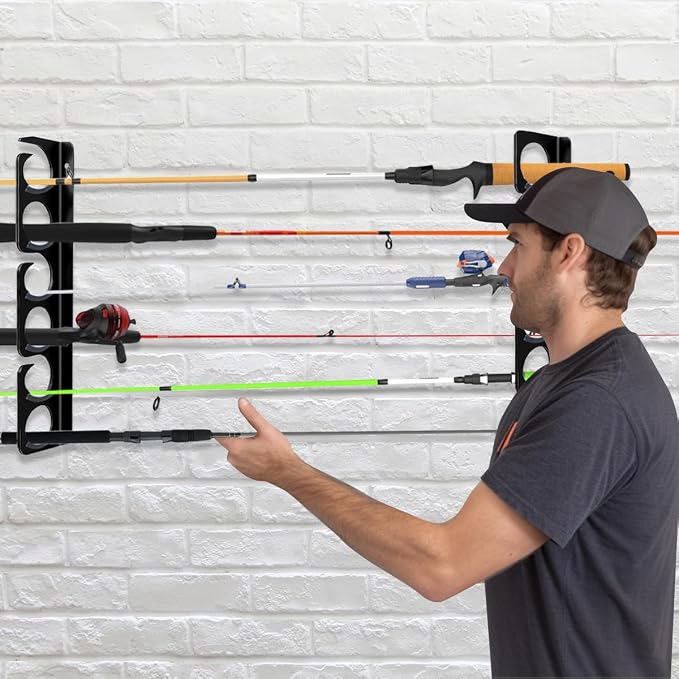Fishing Rod Rack Pole Wall or Ceiling Storage Holder Hook Keeper Display Hanger - Image 6