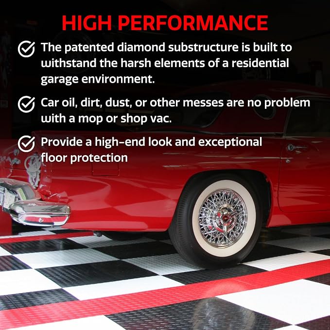 Big Floors RaceDeck Diamond Plate Design, Durable Interlocking Modular Garage - Image 4