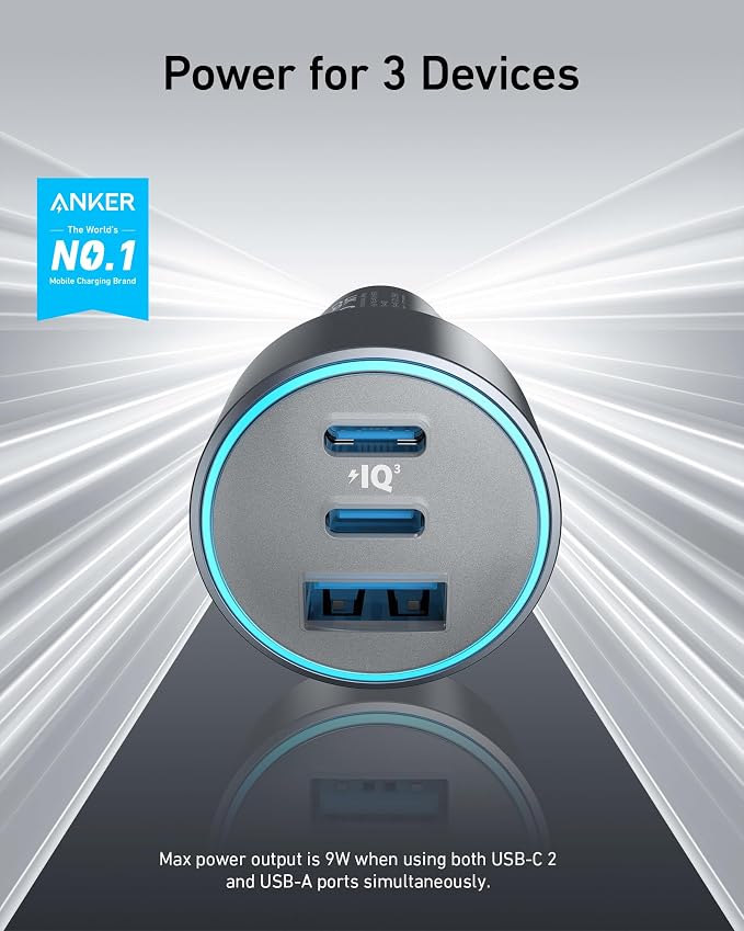 Anker USB-C Car Charger, iPhone 16 Car Charger, 67W 3-Port Compact Fast Charger - Image 2