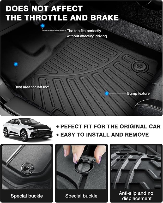 Powerty Floor Mats for 2023 2024 2025 Toyota Crown Accessories All Weather - Image 4