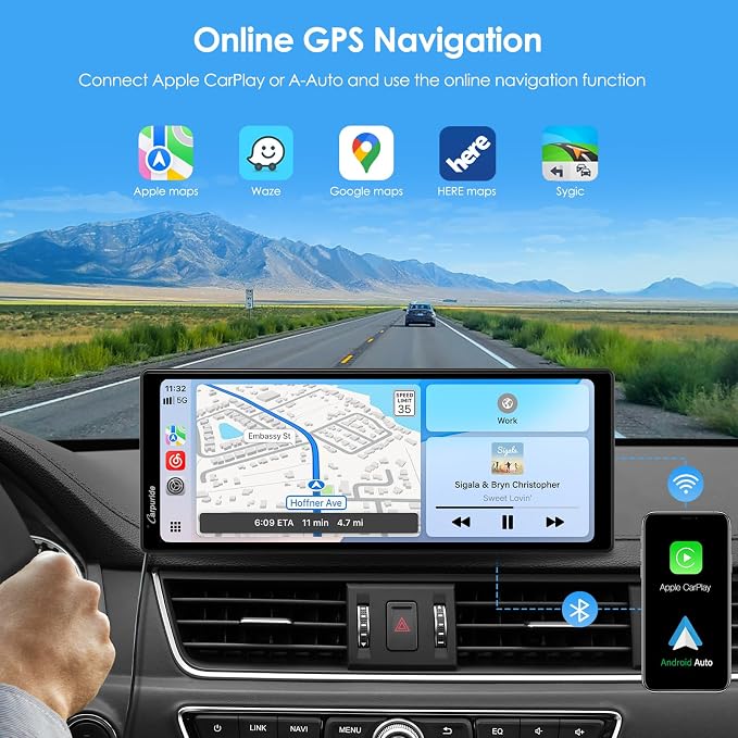 CARPURIDE 10.26 Inch Wireless/Wired Apple CarPlay, Android Auto and Mirror Link - Image 4