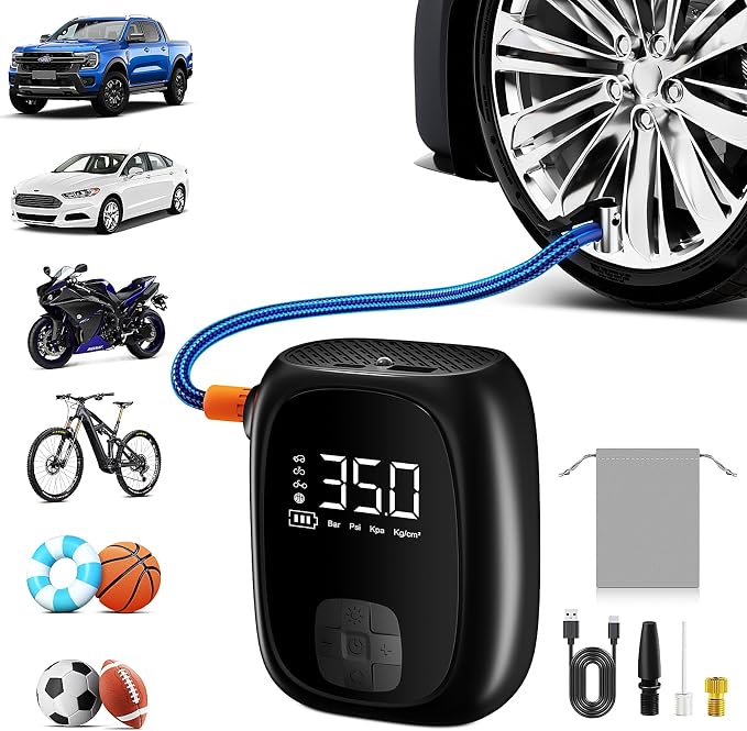 Tire Inflator Portable Air Compressor – Fast Inflation, Auto Shut-Off & LED by Evjeal