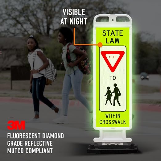 State Law Yield for Pedestrian in Crosswalk R1-6a MUTCD Sign, Double Sided 3M - Image 4