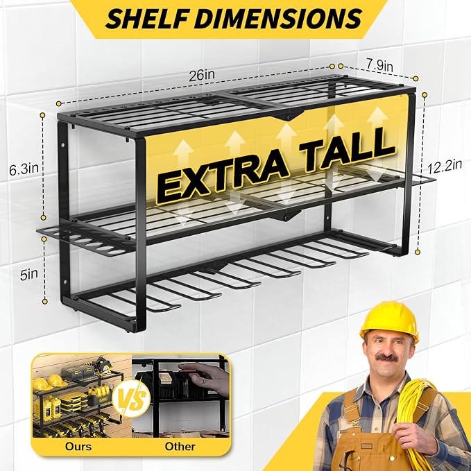 Large Power Tool Organizer Wall Mount, 3 Layer Heavy Duty Tool Storage Rack - Image 4